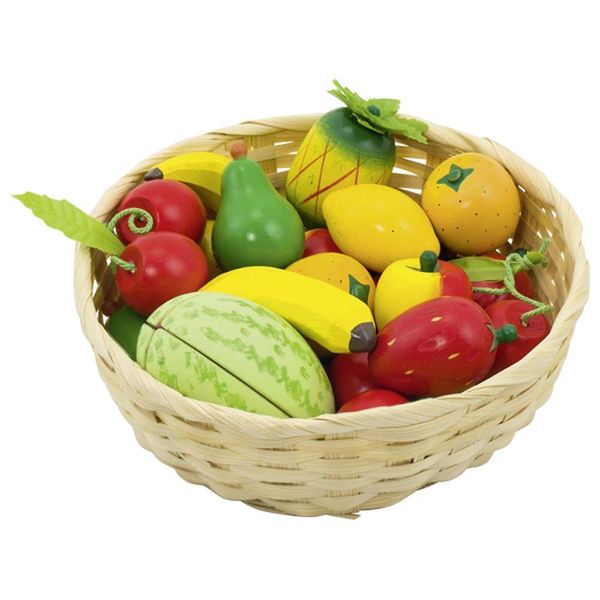 Korb, Obst, Holzspielzeug, Kinder Spielzeug, Früchte Set