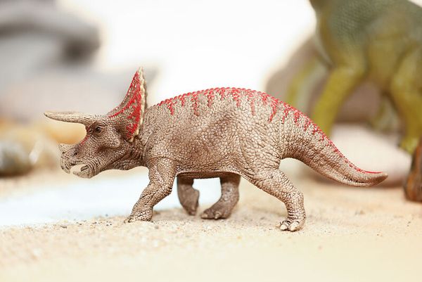 triceratops, dinosaurier, modell, figur, braun