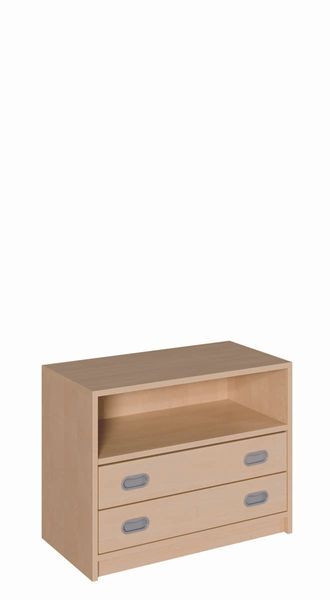 kommode, holz, drei schubladen, offenes regalfach, oberes regalfach
