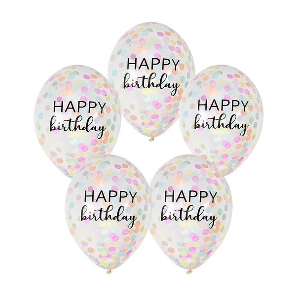 Luftballon-Set Konfetti Pastell "Happy Birthday" 5 Stk.