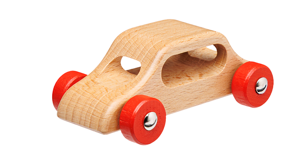 holzspielzeug, auto spielzeug, rote räder, kleines fahrzeug, offenes design