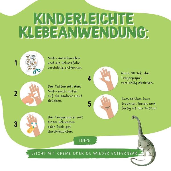 100 Kindertattoos zum Aufkleben – Welt der Dinos (SONDERANGEBOT)