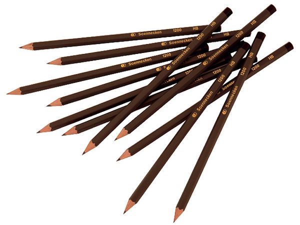 Blei-Stift, Holzstift, Holzpulver?, Schwarzbraun, 12er Pack