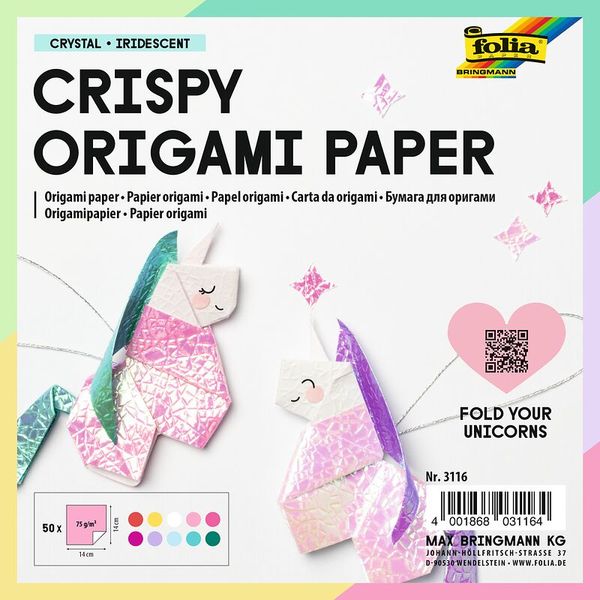 FOLIA Origamipapier, irisierend 14x14cm, 50 Blatt