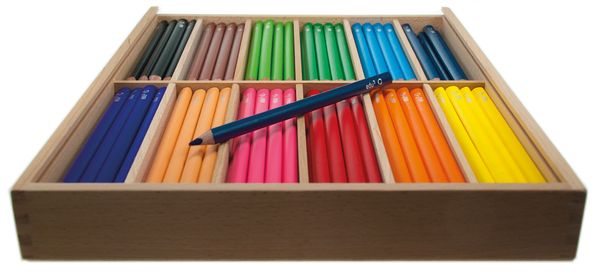 edu3 Jumbo Tri Dreikant-Buntstifte, in 12 Farben sortiert, 144 Stück in Holzbox