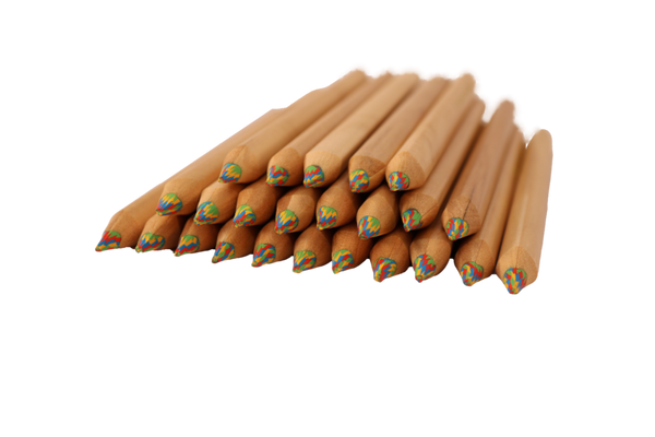 ELVIRAS Regenbogen-Stifte, natur, dreieckig, 24er Set ELVIRAS Regenbogen-Stifte, natur, dreieckig, 24er Set