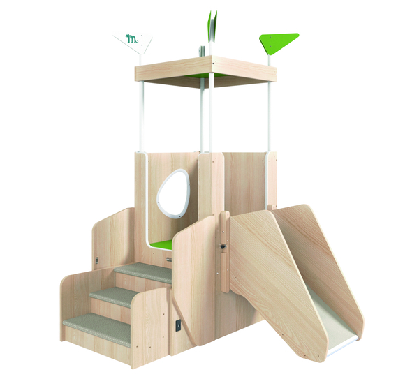 MATHOU Flexibles, mobiles & platzsparendes Spielpodest mit Treppe & Rutsche, versch. Farben, ab 12 Monaten, 10 Jahre Garantie