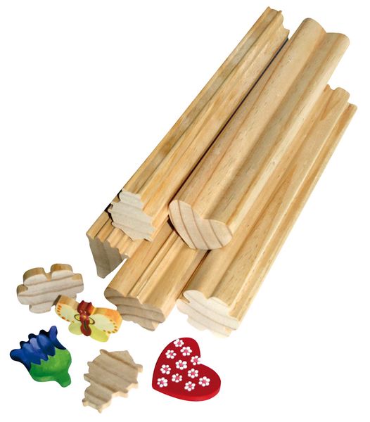 Holzstäbe, Holzstäbe, Holzformen, Bastelstifte, Herz-Anhänger