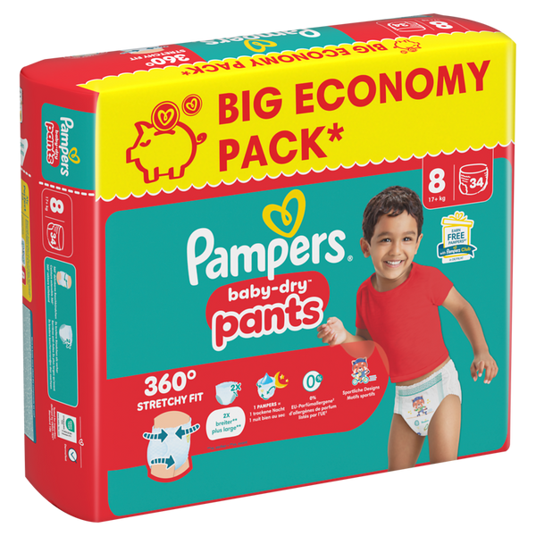 PAMPERS Baby Dry Pants Gr. 8, Extra Large 17+ kg, (verschiedene Verpackungsgrößen)