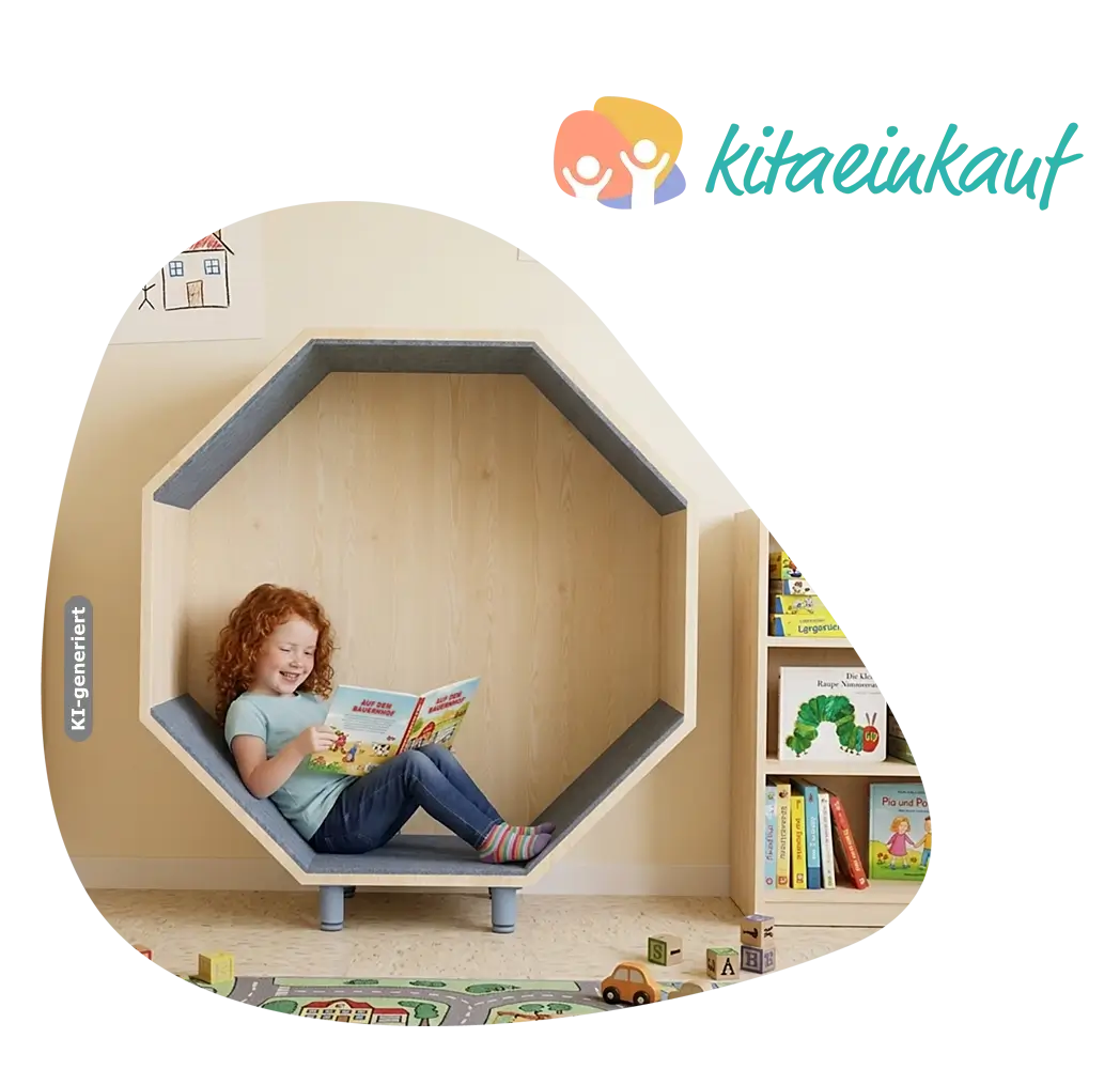 Märchen sitzt in wabenförmigem takerspace und liest, Kinderstuhl, Lesesessel, Hexagon-Sessel, Holzstuhl, Spielzimmermöbel