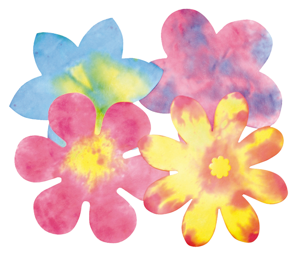Tie-dye, Blumen, Multicolor, Papierschnitt, dekorativ