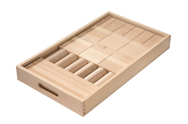 BRUDERHAUS DIAKONIE Holzbausteinwagen mit 194 Fröbelbausteinen (50 mm) BRUDERHAUS DIAKONIE Holzbausteinwagen mit 194 Fröbelbausteinen (50 mm)