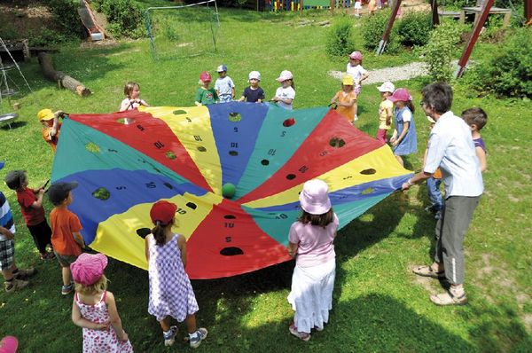 Outdoor, Kinder, Fallschirm, Spielplatz, Gruppenaktivität