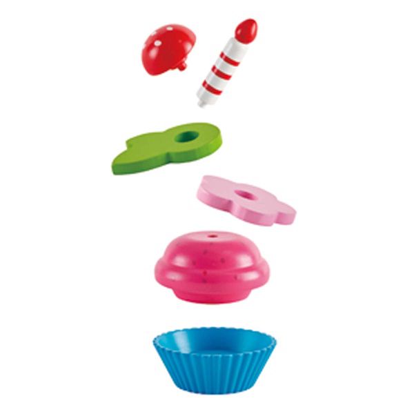 HAPE 4 Cupcakes + Toppings aus Holz, ab 3 Jahre