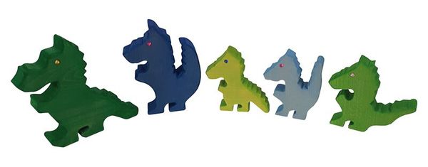 BAUSPIEL Drachenfamilie, 5-teilig, verschiedene Farben  BAUSPIEL Drachenfamilie, 5-teilig, verschiedene Farben