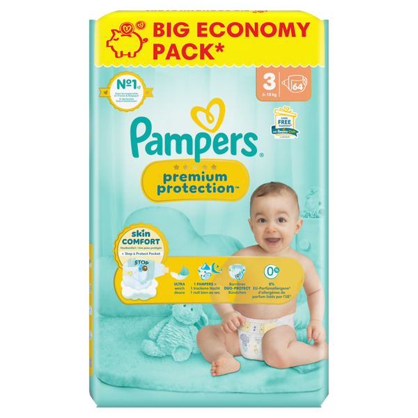 PAMPERS Premium Protection Gr. 3, Midi 6-10 kg, 64 Stk.