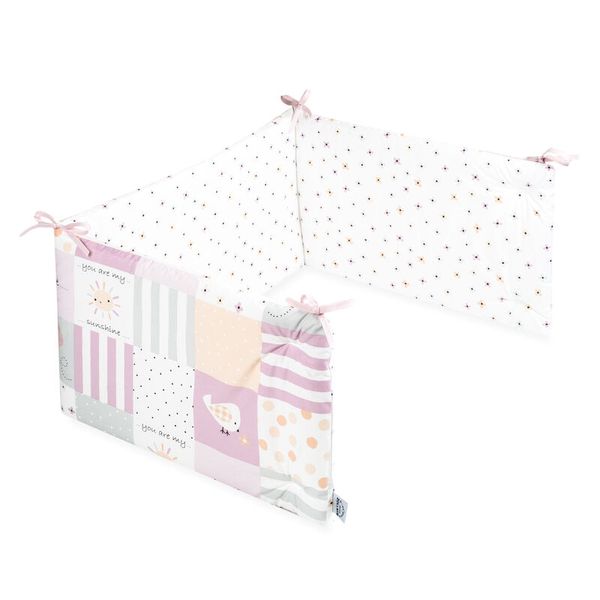 Kinderbettgitter, Spielgitter, Muster quilt, Rosa Akzente, Polka Dots