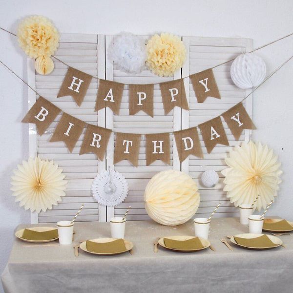 Jute-Girlande "Happy Birthday"