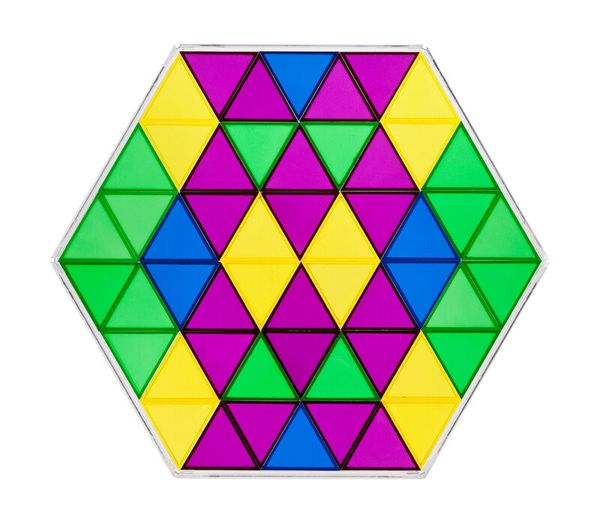 hexagon, tangram, puzzle, farbige dreiecke, geometrisches muster