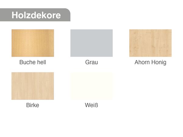 Holzdeko, Holzfarbe, Buche hell, Birke, Weiß