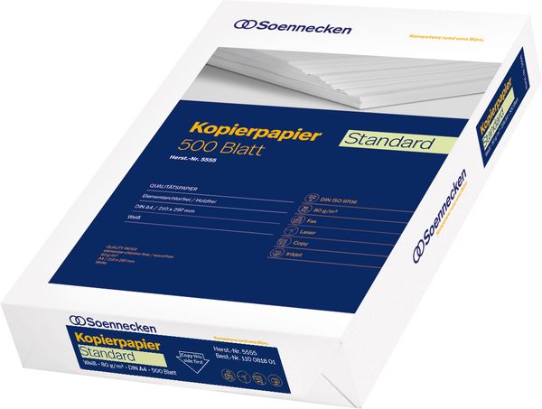 Soennecken Kopierpapier, DIN A3, weiß, 80g, 500 Blatt Soennecken Kopierpapier, DIN A3, weiß, 80g, 500 Blatt