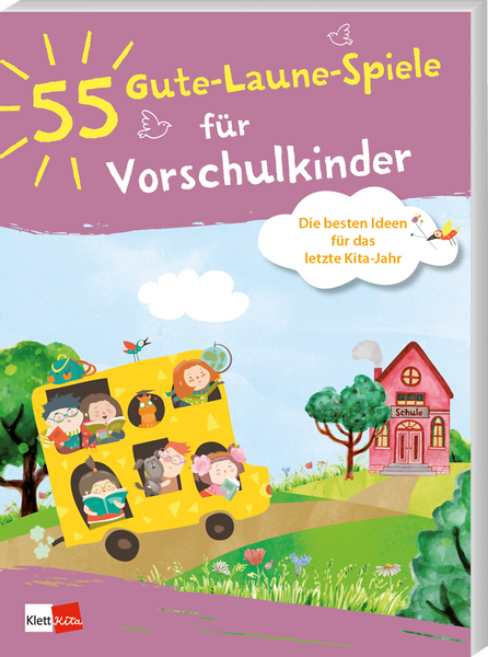 Kinderbuch, Hochsprung-Autos, School-Bus, Vorschulkinder, Illustration