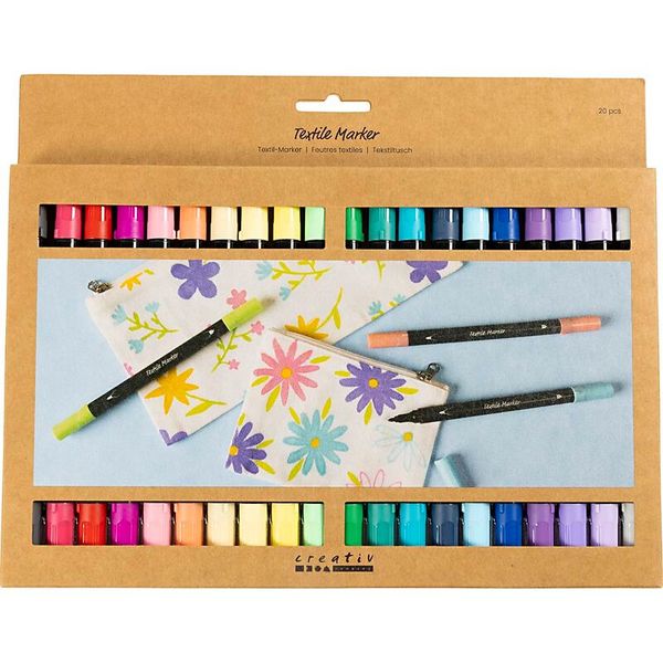 Textil Marker 20er Set,  Strichstärke 2,3+3,6 mm, Zusatzfarben Textil Marker 20er Set,  Strichstärke 2,3+3,6 mm, Zusatzfarben