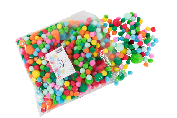 bunte Pompons, Pompons, Bastelset, Füllkugeln, Kunststoff-Pompons