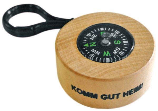 Kompass, Holzkompass, Überlebensausrüstung, Notkompass, Holzgehäuse Kompass