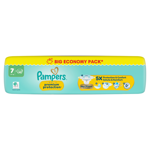 PAMPERS Premium Protection Windeln Größe 7, Extra Large 15+ kg, 42 Stück