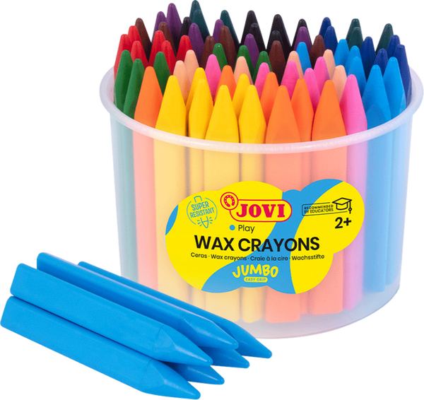 Wachskreiden, Jumbo-Set, Farbensortiment, Kunststoffdose, Blaue Hüllen
