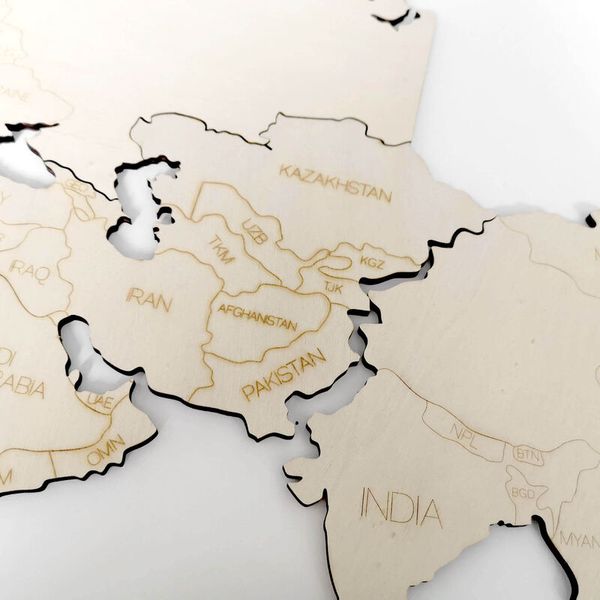 Holzdeko - Weltkarte mit Ländernamen (120 x 60 cm), Pappelholz Holzdeko - Weltkarte mit Ländernamen (120 x 60 cm), Pappelholz