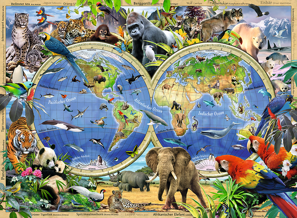 globe, weltkarte, tiere, wildlife, erde