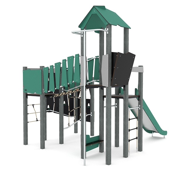 Spielgeräte, Kletterturm, Spielplatz, Holz/Metall, Rutsche
