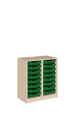Schrank mit kleinen ErgoTray Boxen, Höhe 80 cm