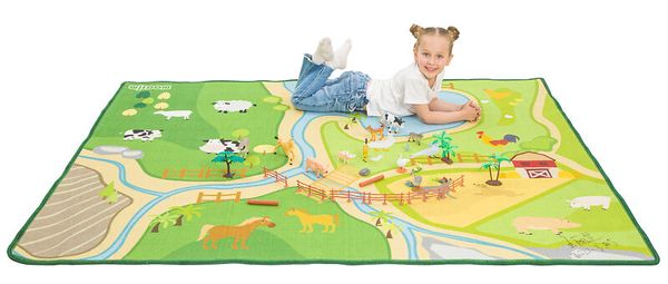Spielteppich Farm / Bauernhof 200 x 150 cm, rutschfeste Unterseite