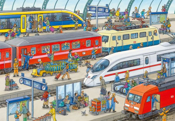 RAVENSBURGER Puzzle Trubel am Bahnhof, 2 x 24 Teile, ab 4 Jahre RAVENSBURGER Puzzle Trubel am Bahnhof, 2 x 24 Teile, ab 4 Jahre