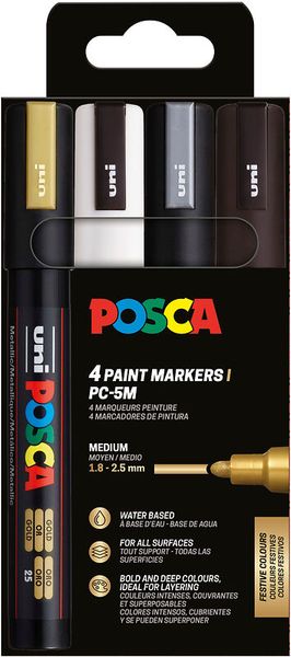 Paint markers, Wasserbasierte, Mittlere Spitze, 4 Marker, Posca